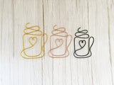 Wire Coffee Cup Sign with Heart - Handmade Metal Coffee Bar Decor