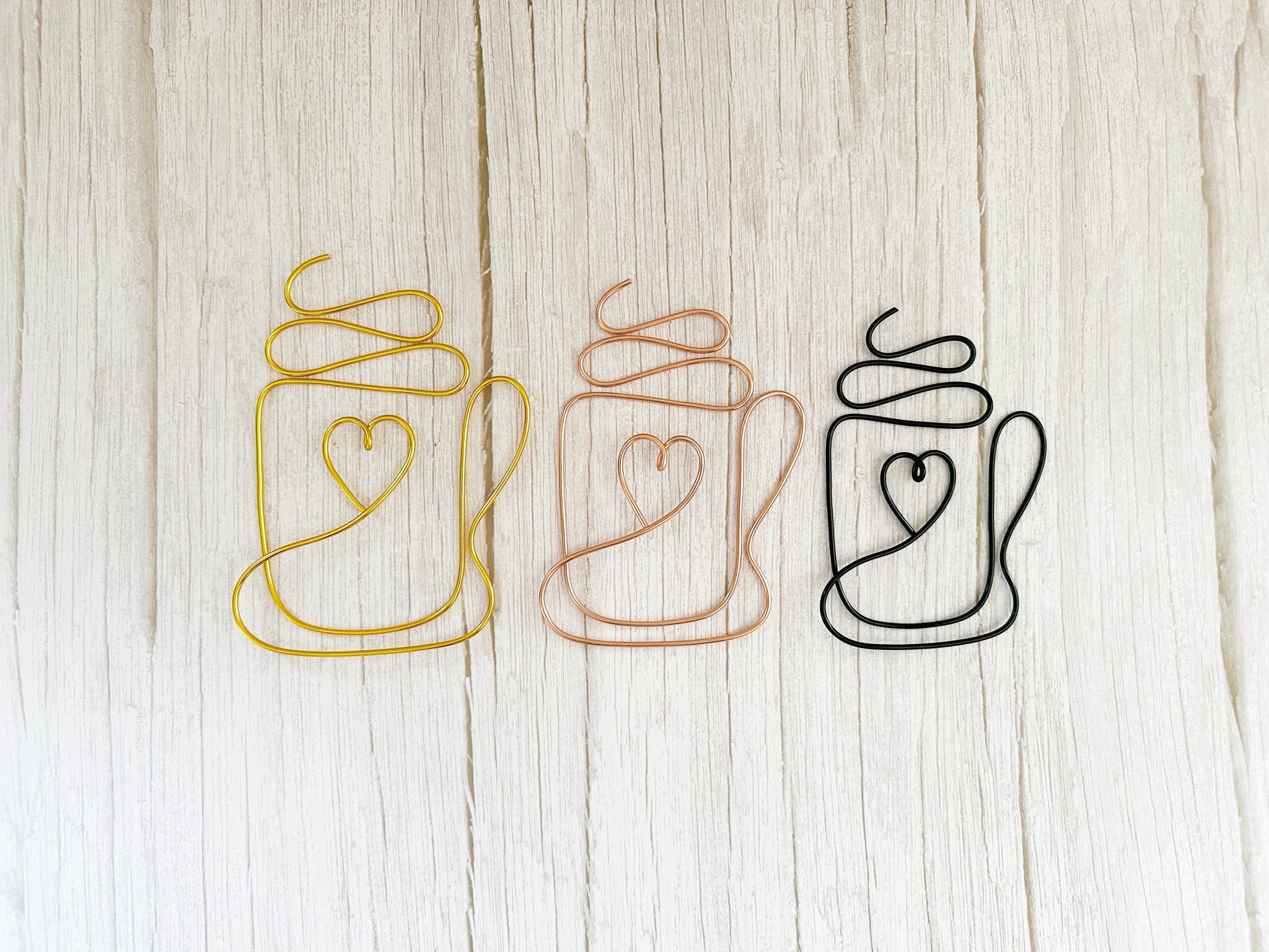 Wire Coffee Cup Sign with Heart - Handmade Metal Coffee Bar Decor