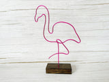 Pink Wire Flamingo Sculpture | Handcrafted Wire Art | Tropical Home Décor