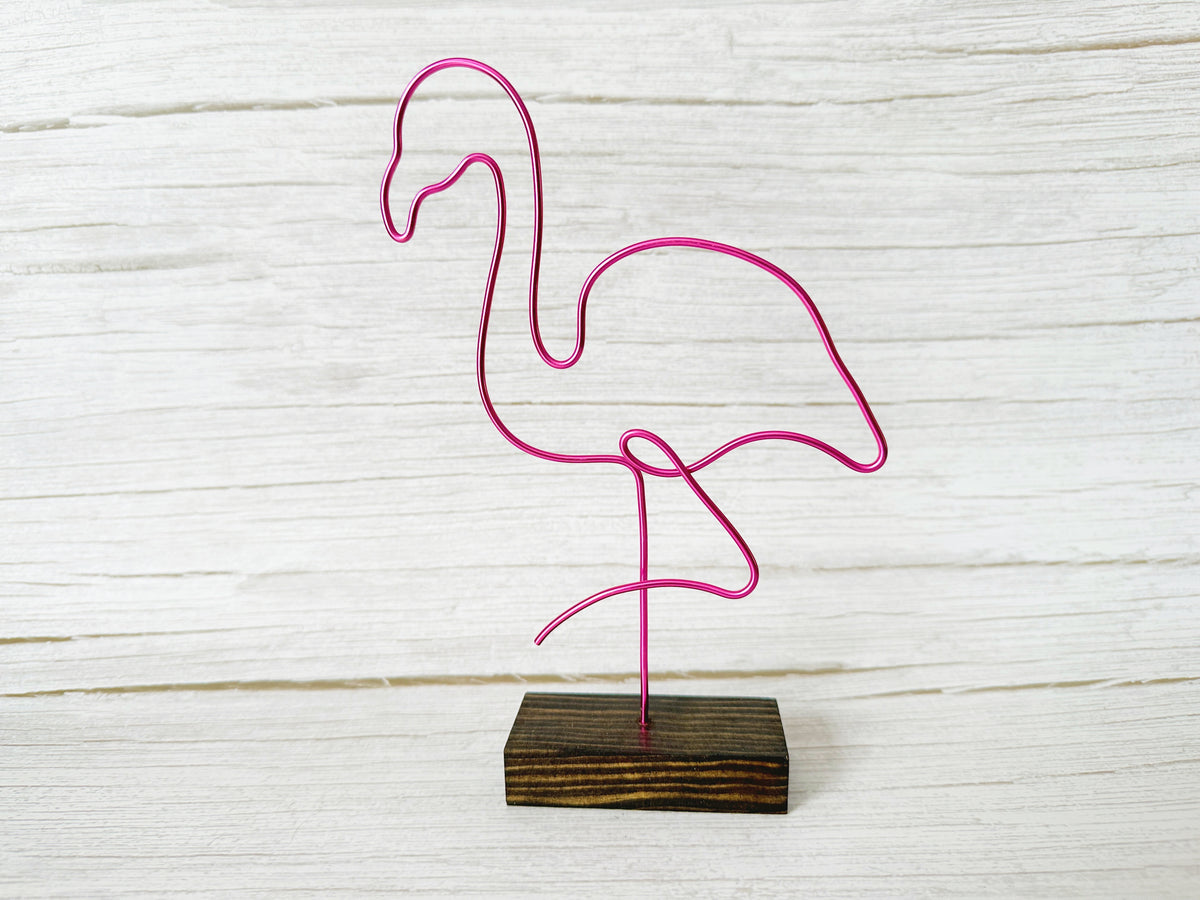 Pink Wire Flamingo Sculpture | Handcrafted Wire Art | Tropical Home Décor