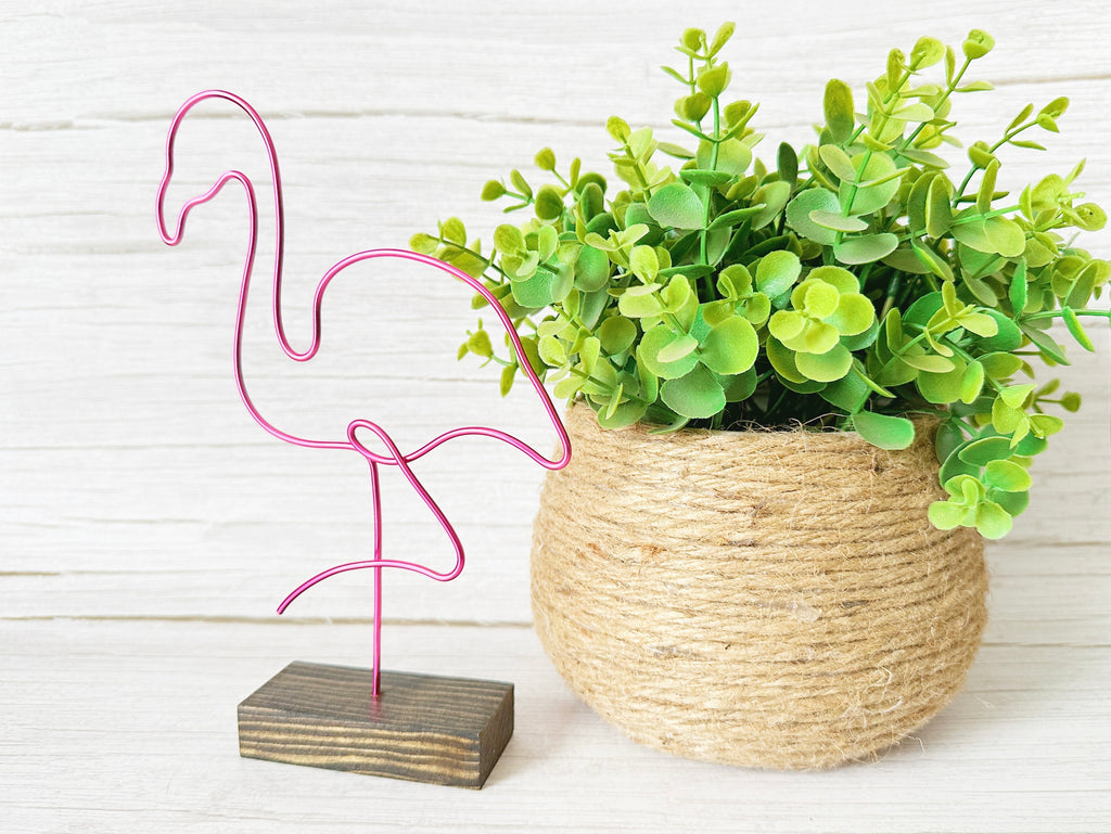 Pink Wire Flamingo Sculpture | Handcrafted Wire Art | Tropical Home Décor