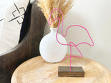 Pink Wire Flamingo Sculpture | Handcrafted Wire Art | Tropical Home Décor