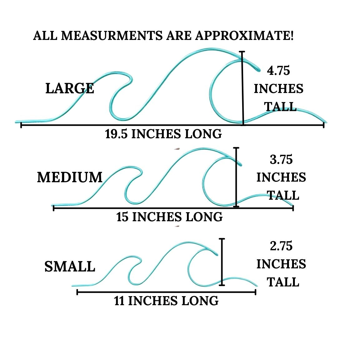 Measurement chart for large, medium, and small wire waves with dimensions in inches.