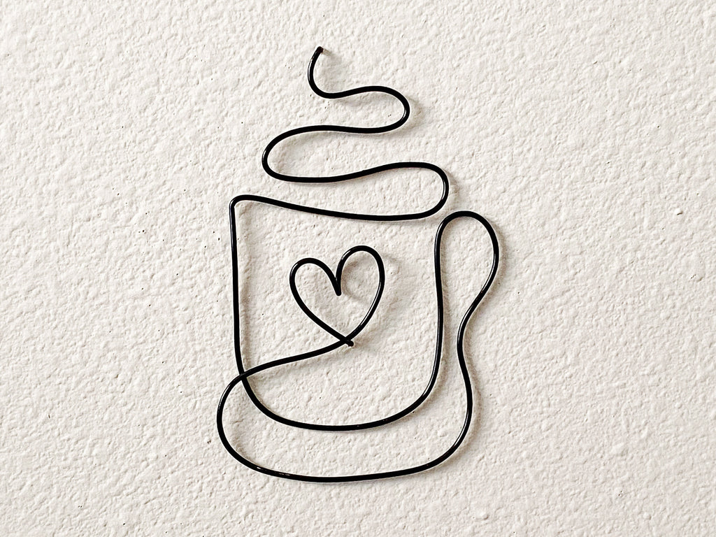 Emini Creations Wire Coffee Cup Sign with Heart