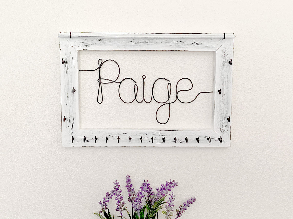 Personalized Wood and Wire Jewelry Holder