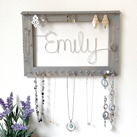 Personalized Wood and Wire Jewelry Holder